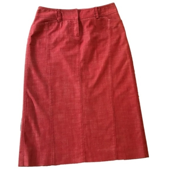 VTG J. Crew Pencil Skirt Guava Red with pockets Size 4 - Picture 2 of 8